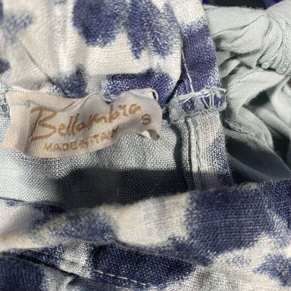 Bellambra Italy Linen Top Blue Tie-Dye Flowy Tank Beachy Resort Women's Sz S - Picture 3 of 7
